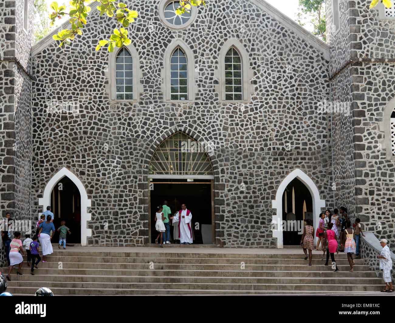 Cathedral of St. Gabriel, the island of Rodrigues, Mauritius, Indian Ocean Stock Photo