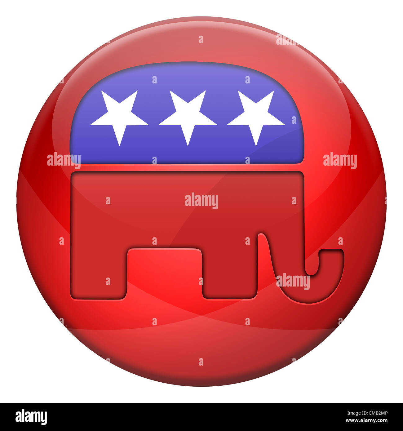 Elections button shape with Republican party icon Stock Photo