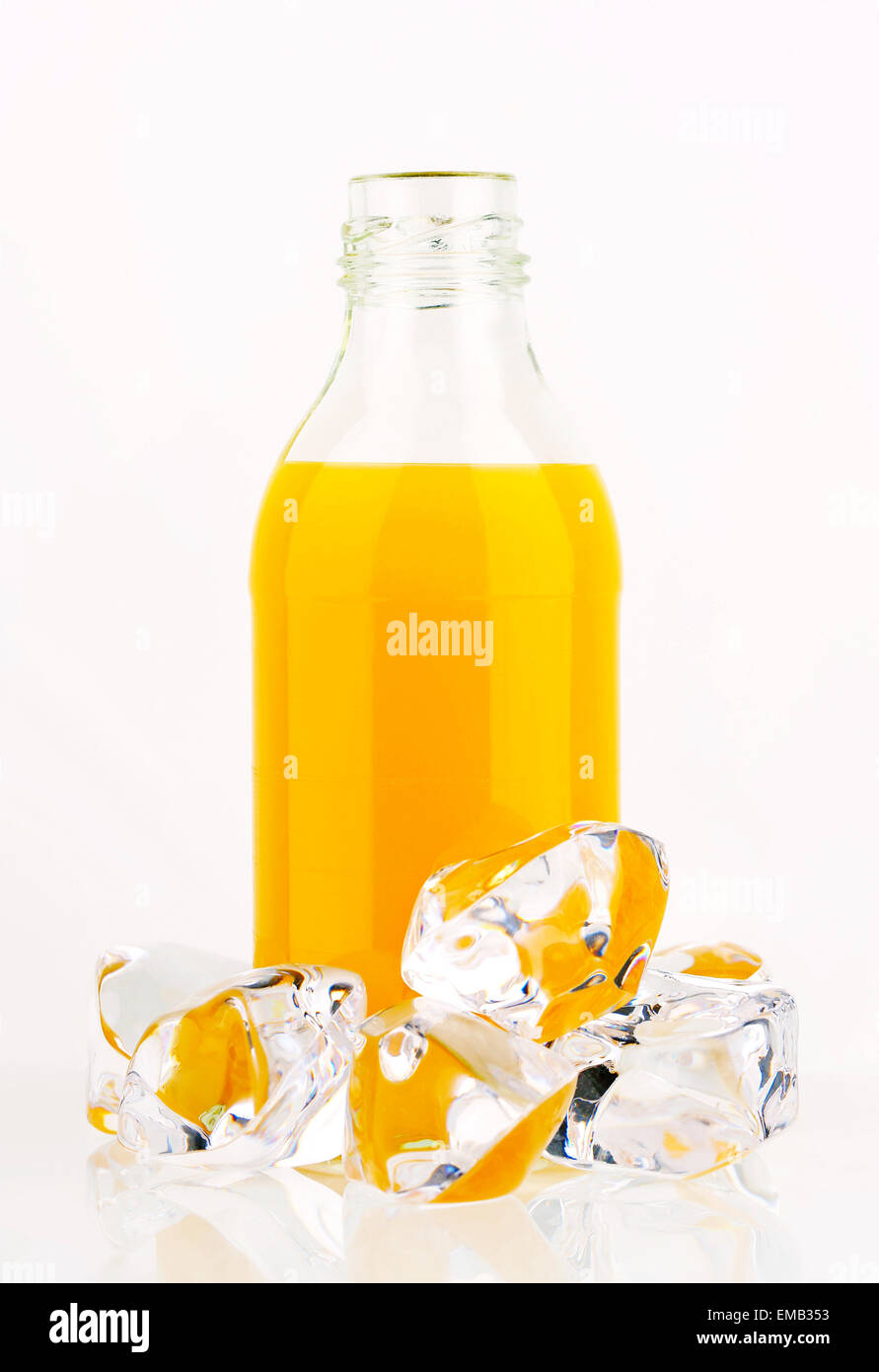 Bottle of orange tangerine juice Stock Photo