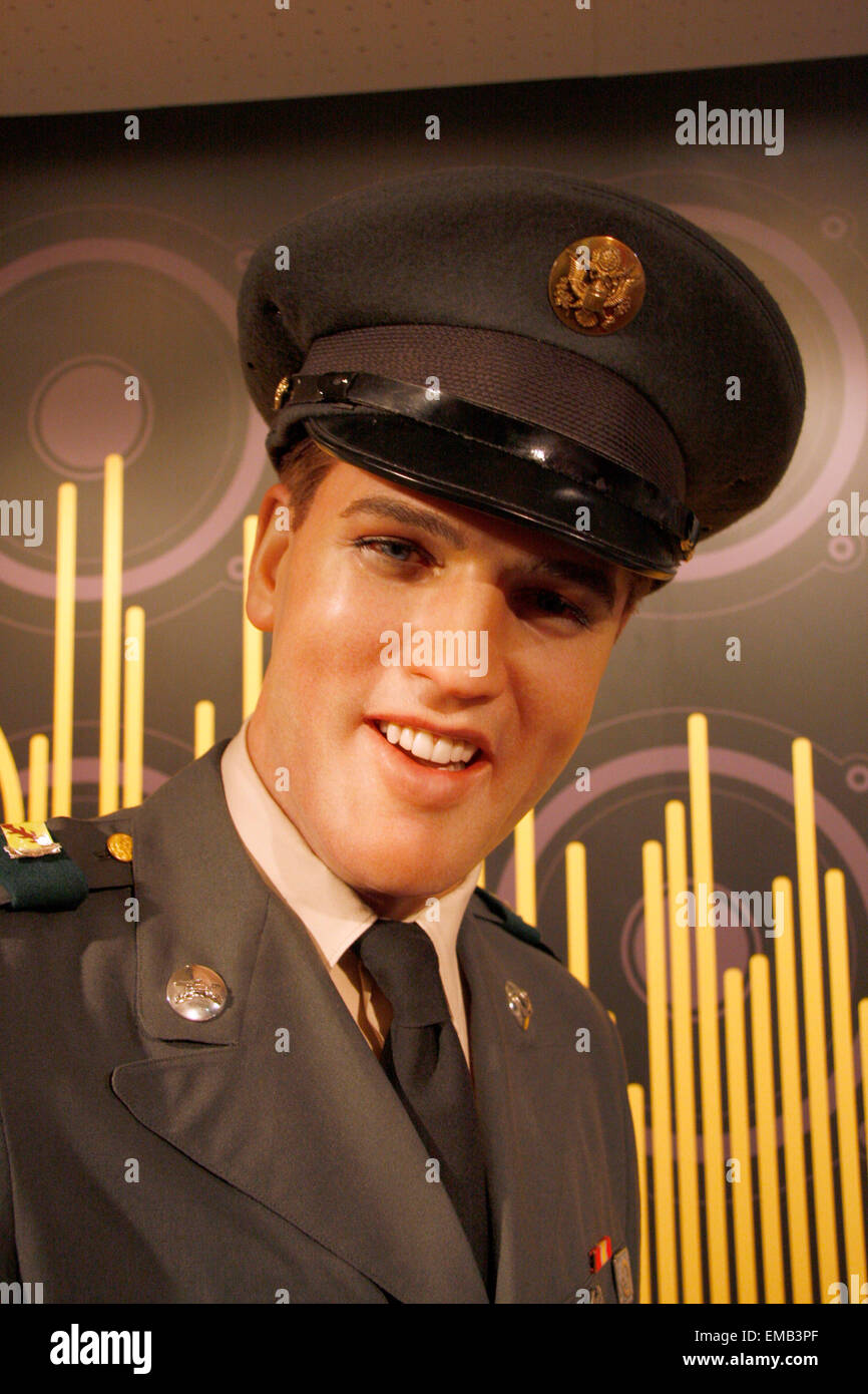 Elvis Presley - Wachsfigur bei Madame Tussauds, 10. Juli 2008, Unter den Linden, Berlin-Mitte. Stock Photo