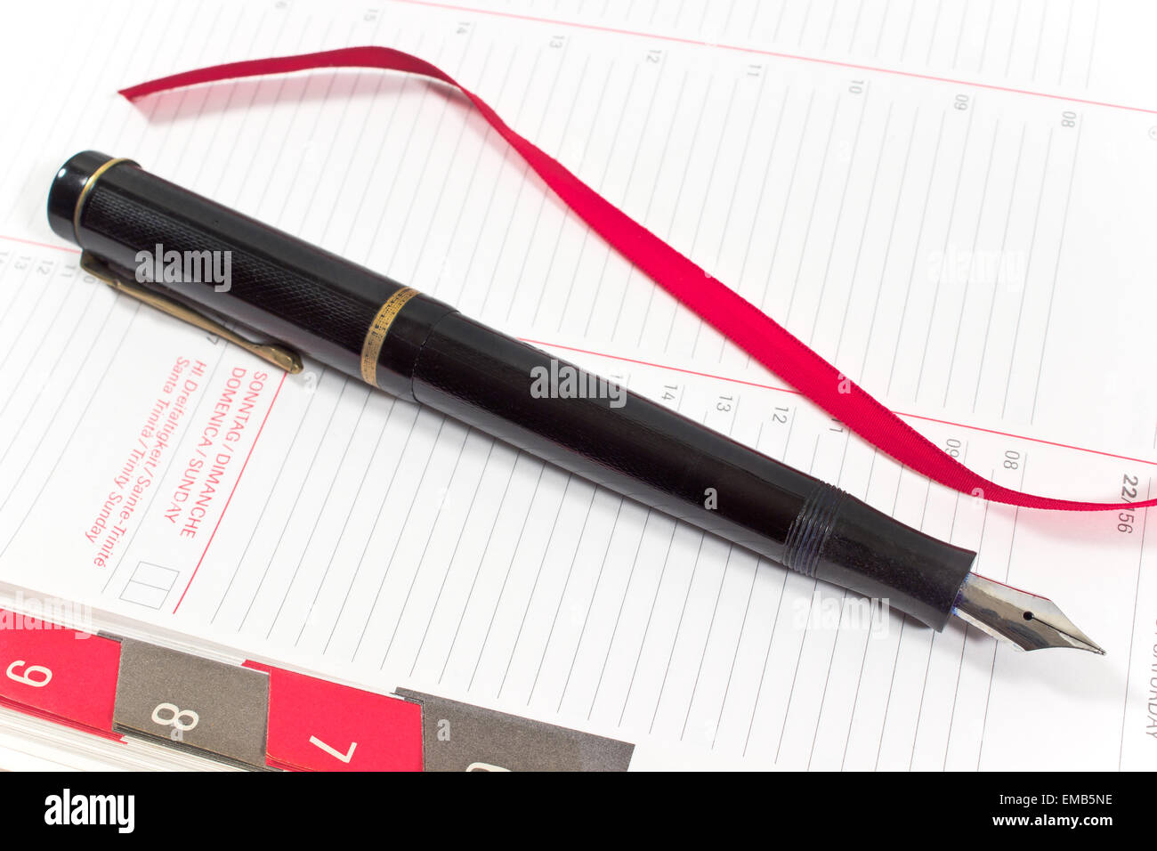 Fountain pen on personal organizer Stock Photo