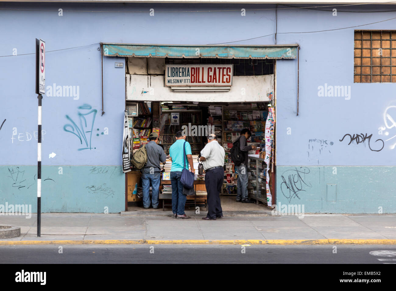 Peru, Lima.  Bill Gates Book and Stationery Shop. Stock Photo