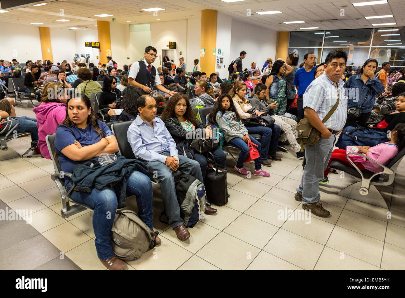 Peru, Lima.  Domestic Airport Waiting Room. Stock Photo