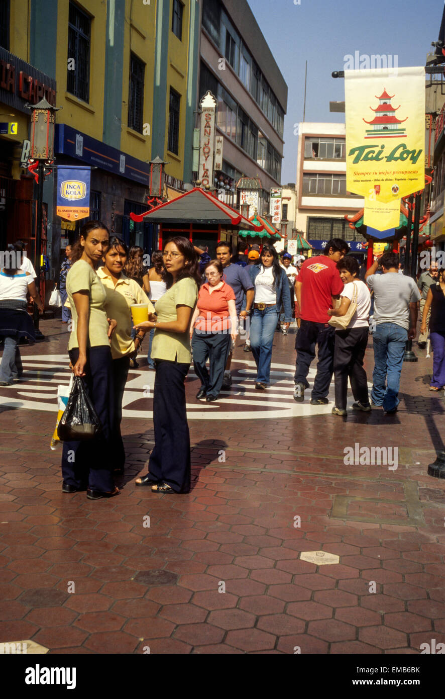 Peru, Lima.  Chinatown Street Scene. Stock Photo