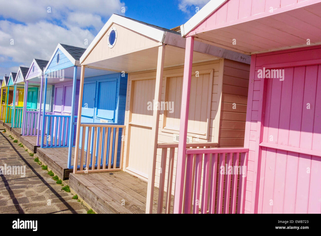 Colored beach huts Clacton on Sea Essex UK Stock Photo Alamy