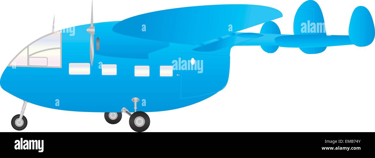 A  vector image of a Blue Vintage Transport Plane isolated on White Stock Vector
