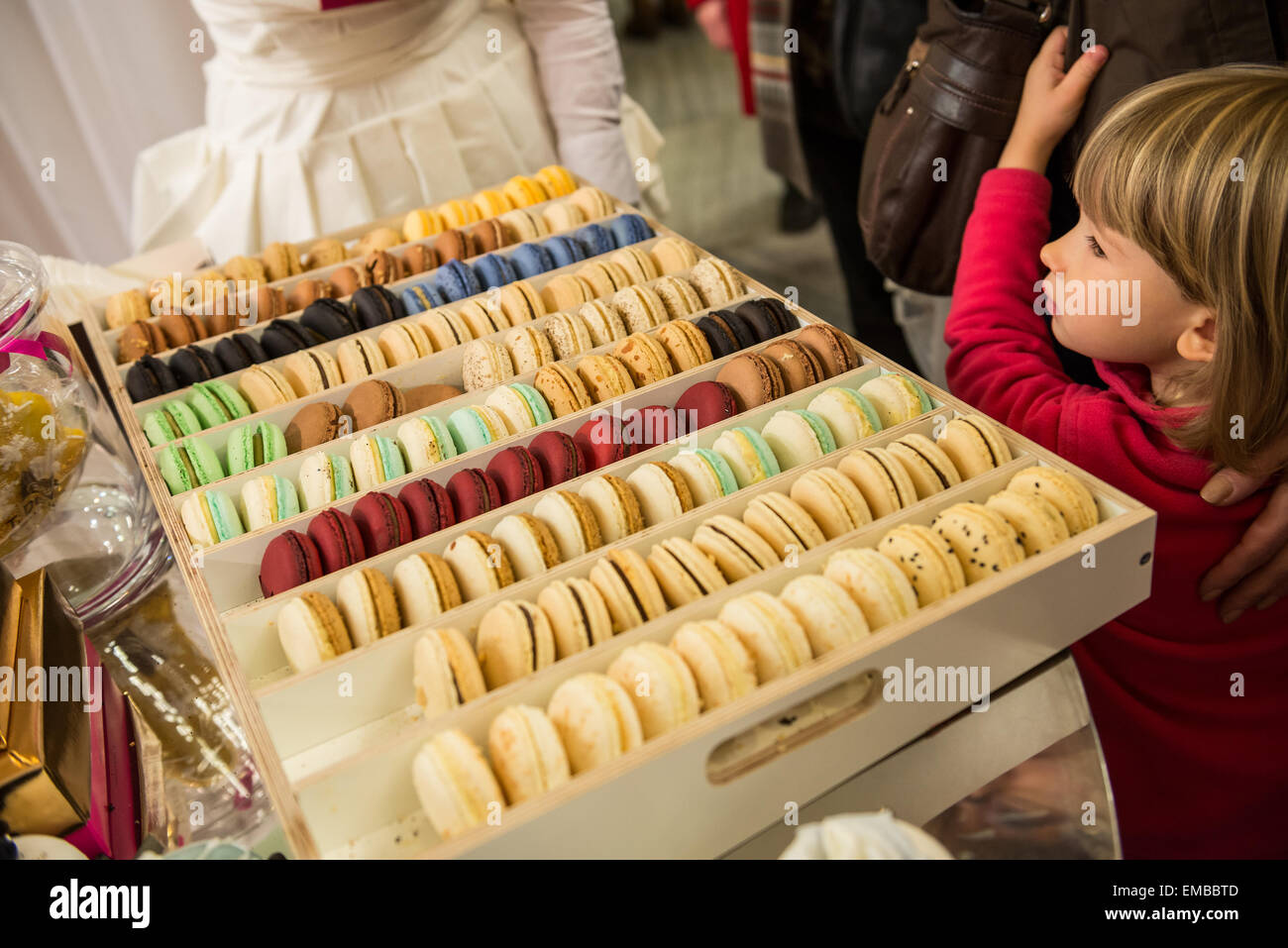 French sweet meringue-based confection called Macaron Stock Photo