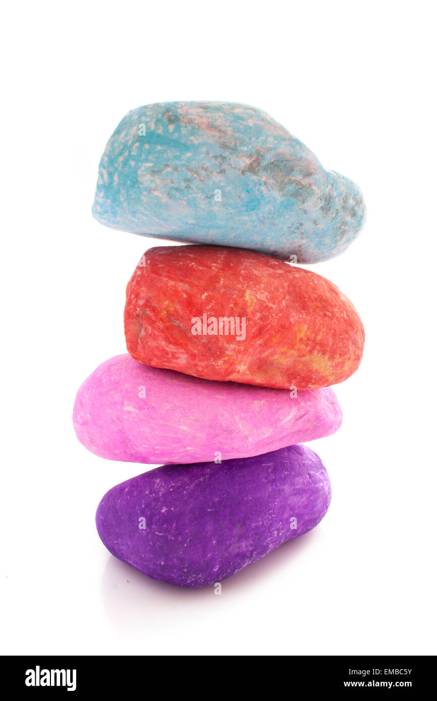 Pile of stones color isolated on a white background Stock Photo