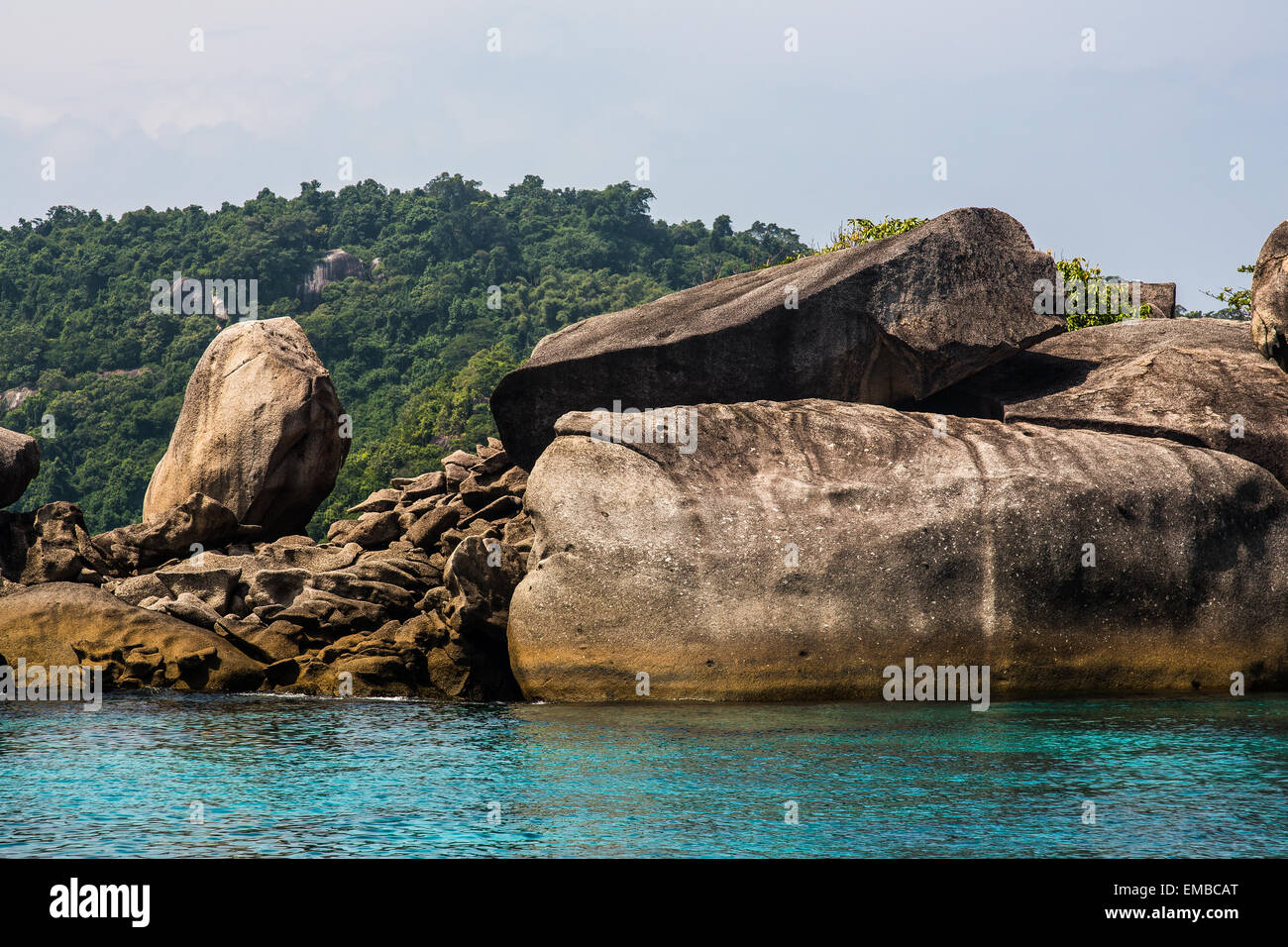 Rock formations on the short of the Similan Islands, in the Andaman Sea, Thailand Stock Photo