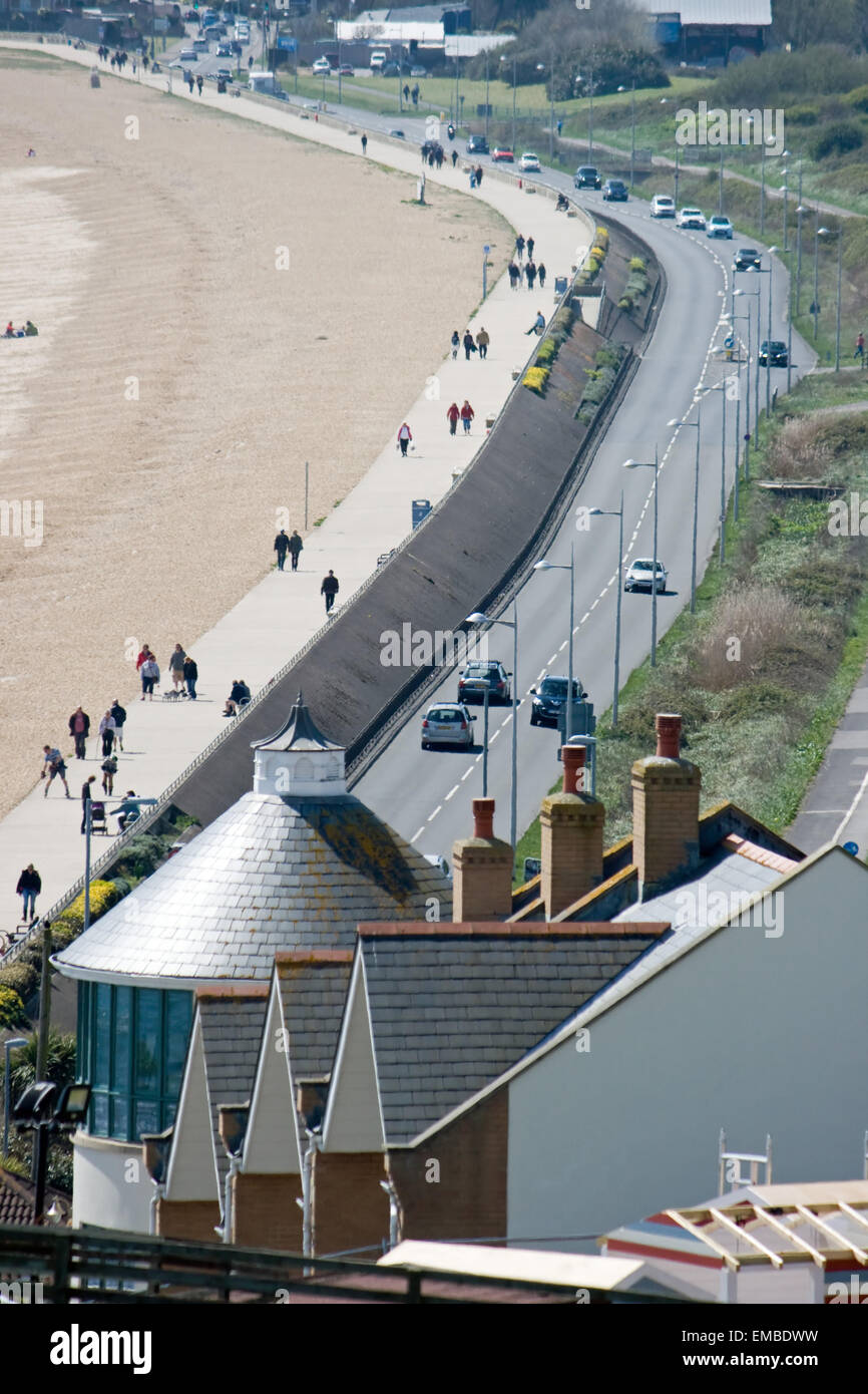 A view of Preston beach wall,Weymouth,Dorset. Stock Photo