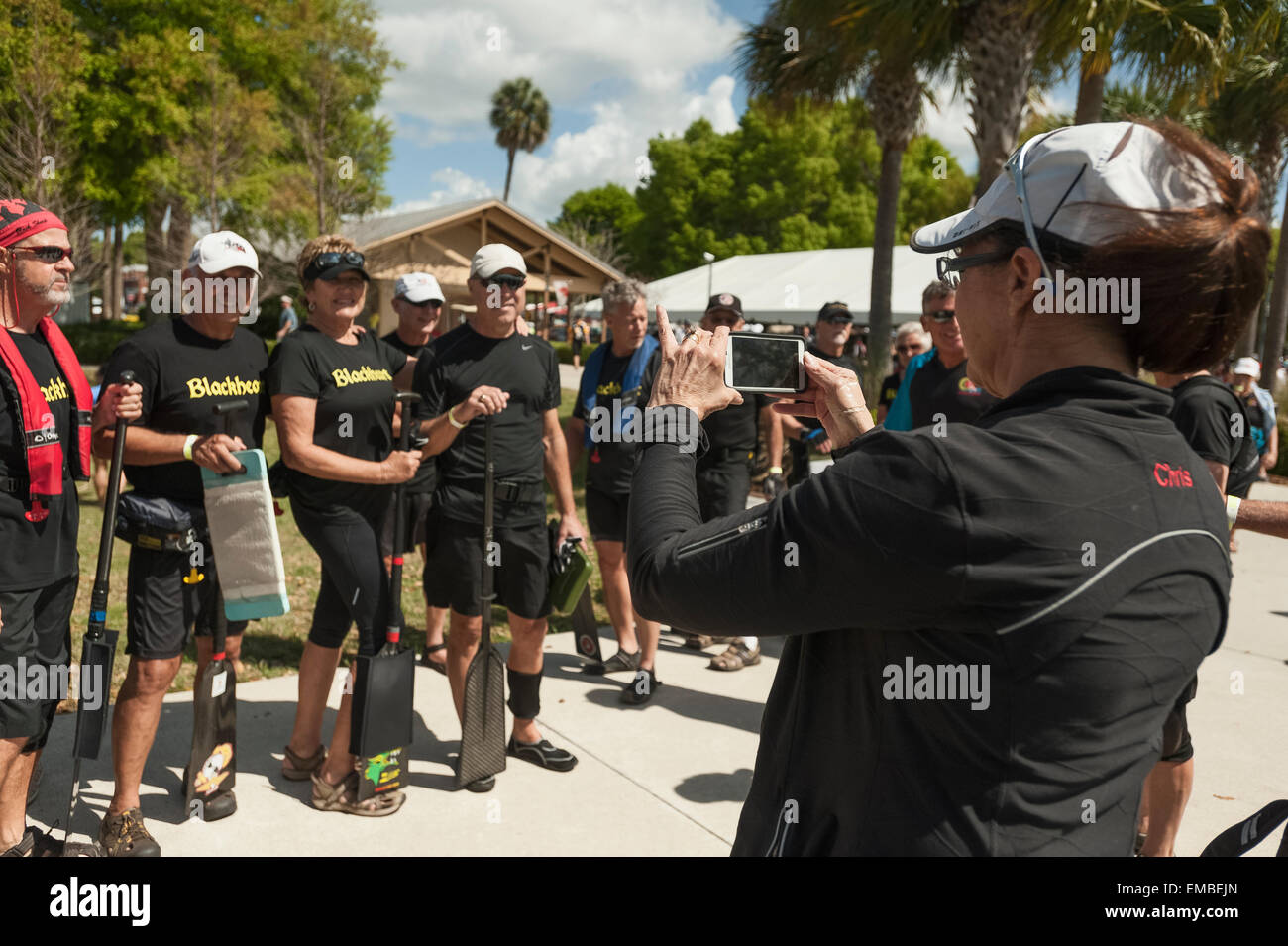 Athletes posing for a picture during the Dragon Boat Races being held