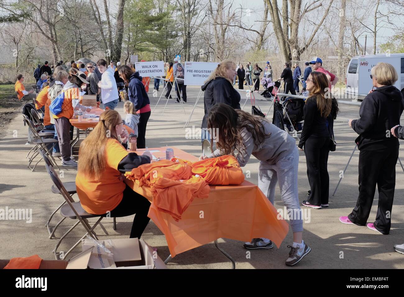 Registration for the National MS Walk 2015 to raise funds and awareness for Multiple Sclerosis Stock Photo