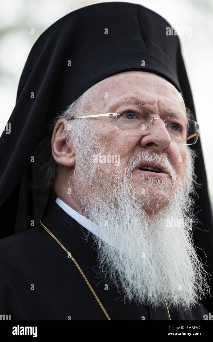 Arrival of Patriarch of Constantinople and New Rome, Bartholomew, in Serres in the context five-day visit to Serres, on April 17, 2015. Stock Photo