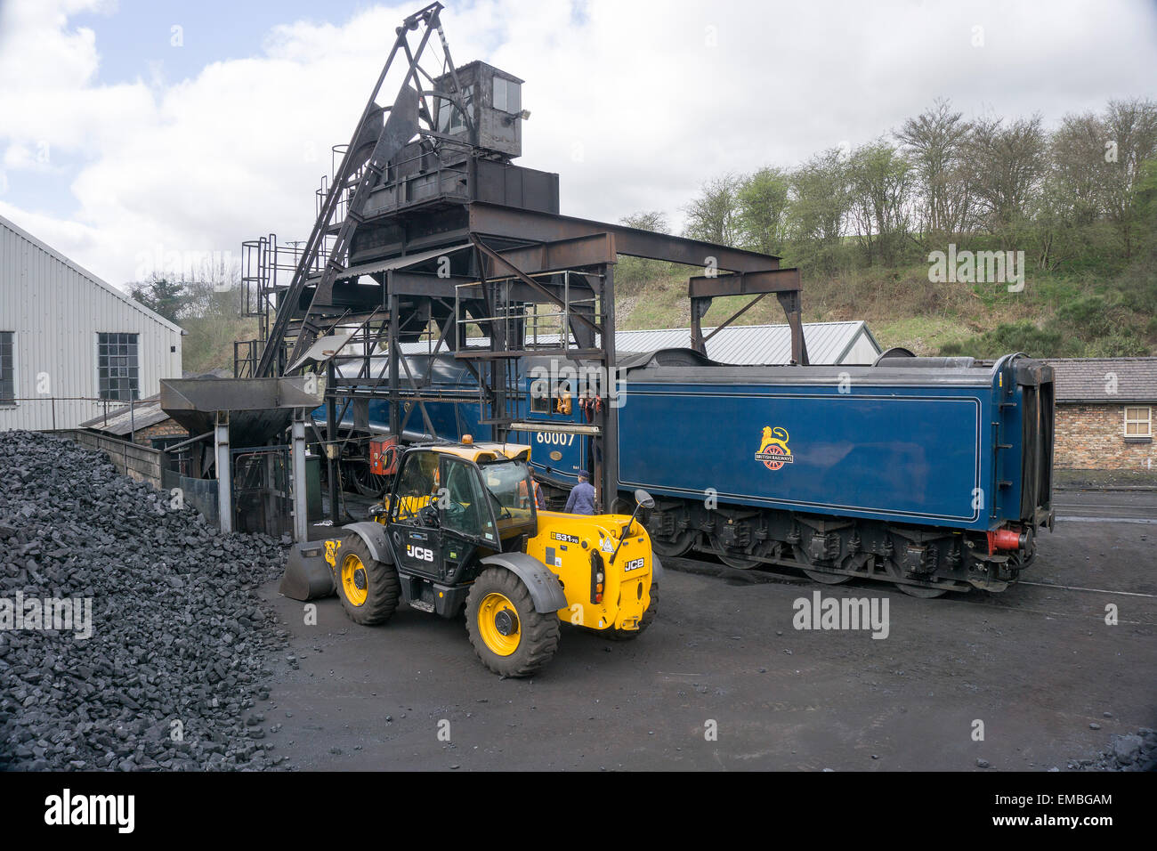 Coal loading of a steam engine on the north yorkshire moors railway