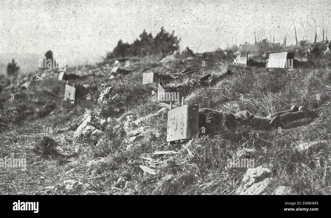 Armour protection devised for those who have to sneak forward to cut the enemy's barbed wire during World War I Stock Photo