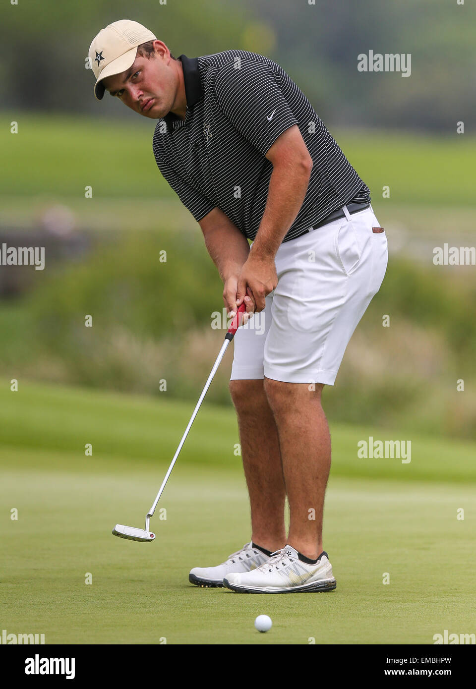 Sea Island, GA, USA. 19th Apr, 2015. : SEC Men's Golf Championship -- Vanderbilt's Hunter Stewart putts the ball during the final round of men's golf SEC Championship at Sea Island Golf Club in Sea Island, Ga., Sunday, April 19, 2015. LSU won the championship. Gary McCullough/CSM/Alamy Live News Stock Photo