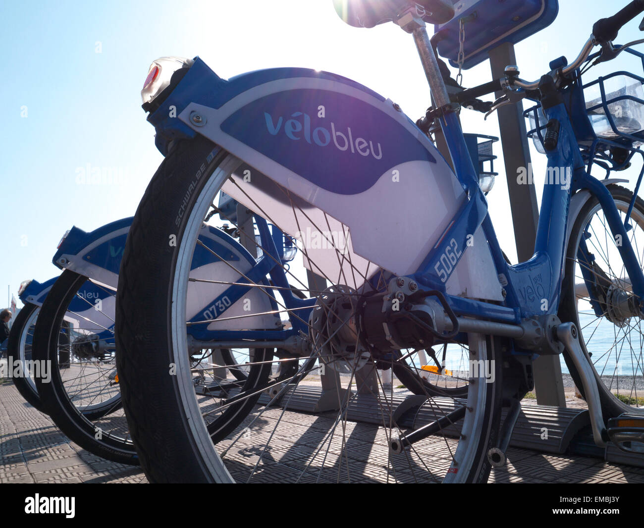 France Nice Cote d Azur Velobleu Shared Bicycles on Promenade des Anglais Stock Photo Alamy