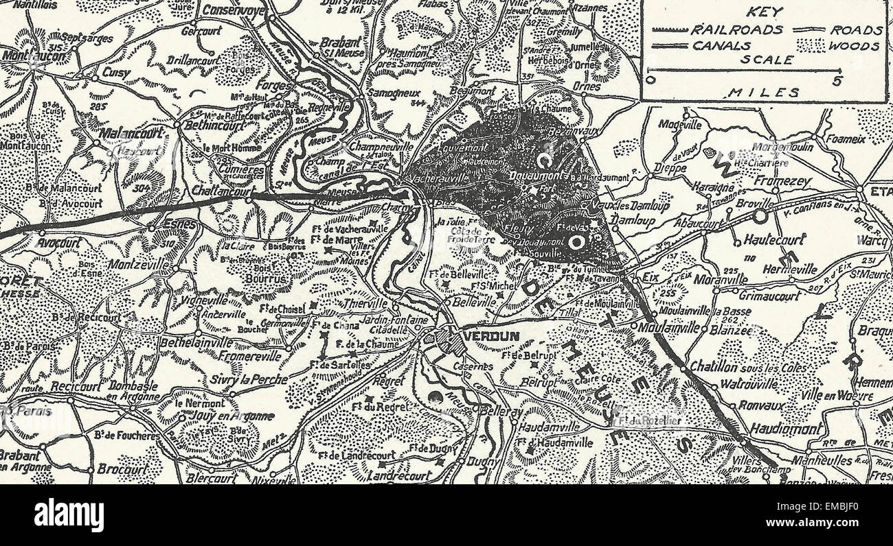 Verdun Delivered - Ground gained by the French, Between October and December 1, 1916 Stock Photo