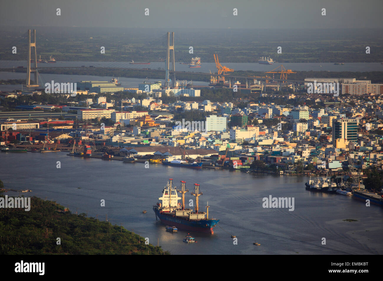 Vietnam, Ho Chi Minh City, Saigon River, ships, Stock Photo