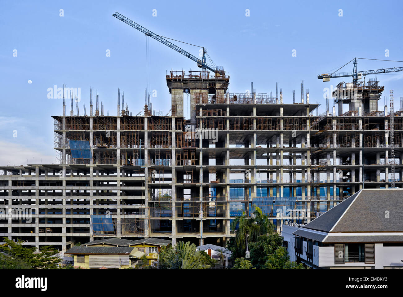 Multi-story building in the early stages of construction. Stock Photo