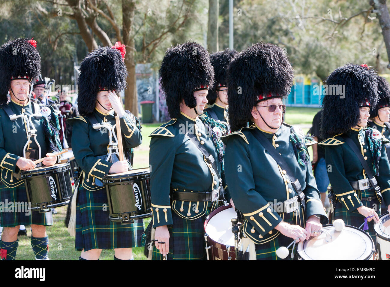 scottish bagpipe bands perform at Australia's centenary ANZAC