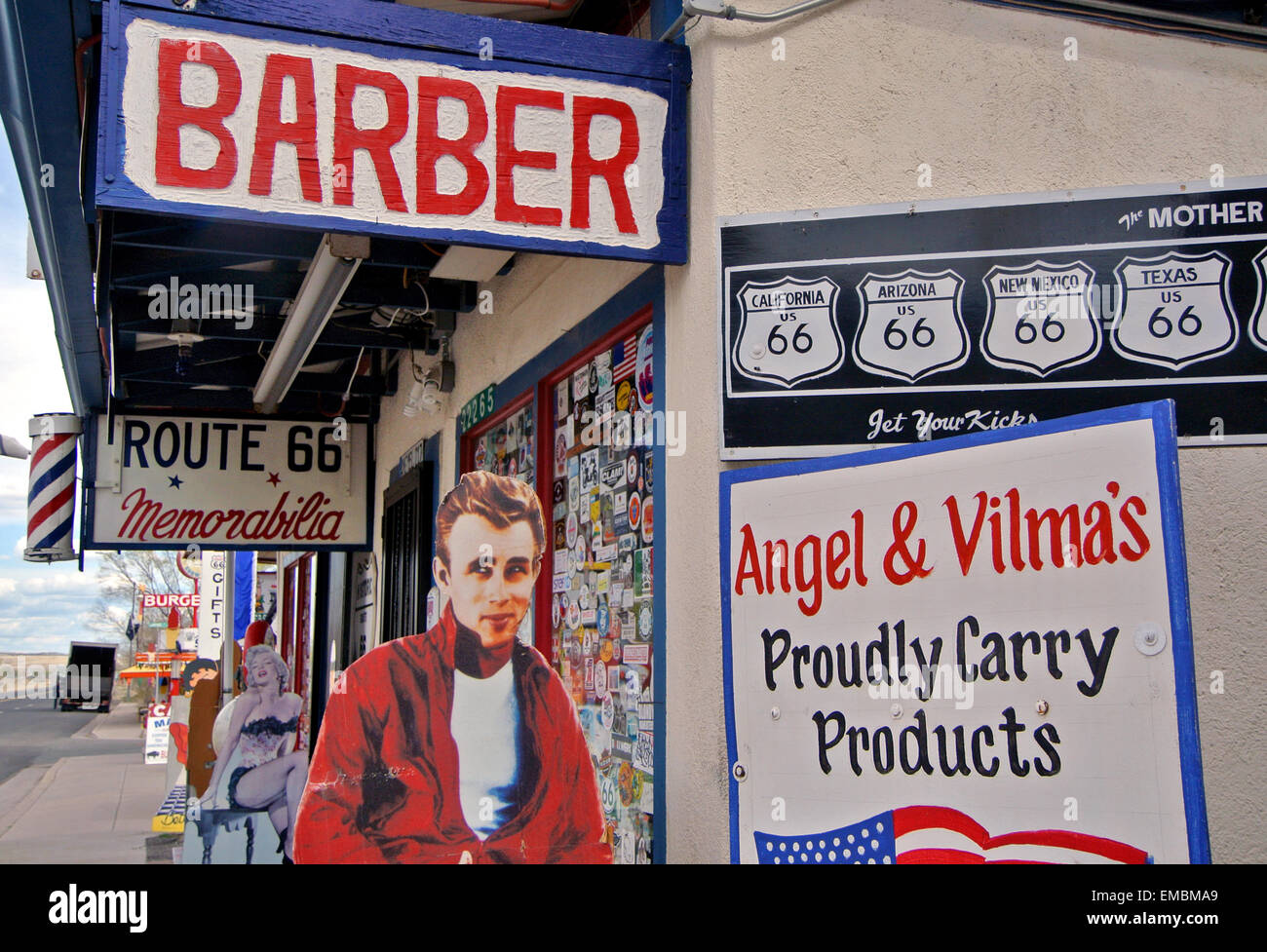 historic barber shop on Route 66 near needles California displays