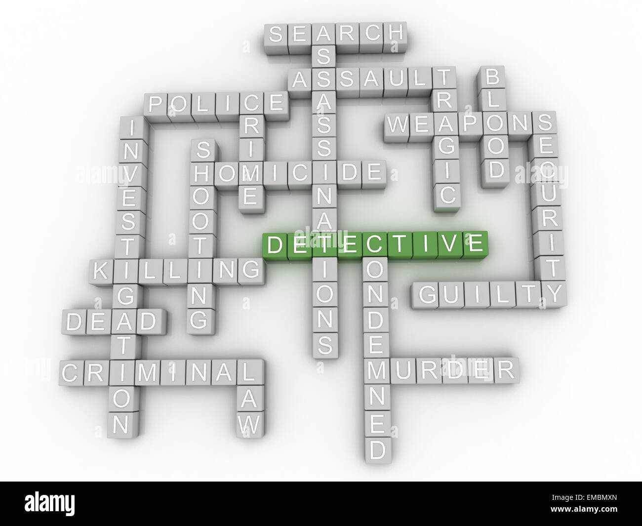 3d image Detective  issues concept word cloud background Stock Photo