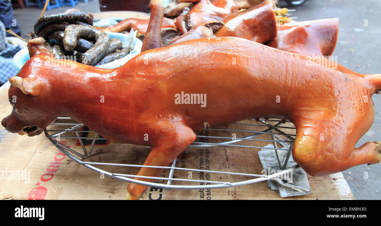 Vietnam, Hanoi, roasted dog, food, Stock Photo
