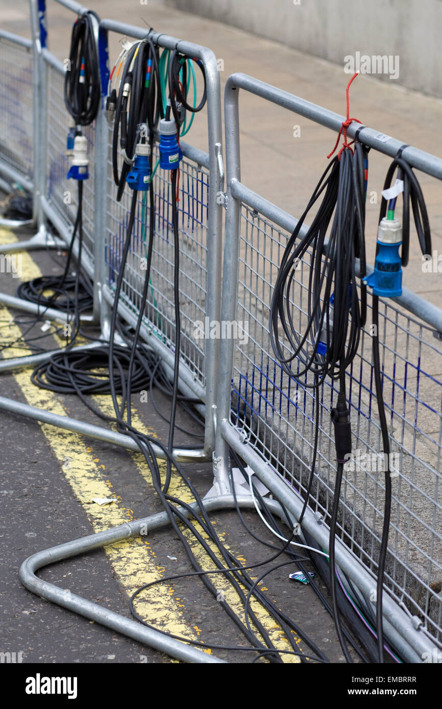 Electrical Hook ups for the BBC outside the Lindo Wing at St Marys Hospital in preparation for the birth of the Royal Baby Stock Photo