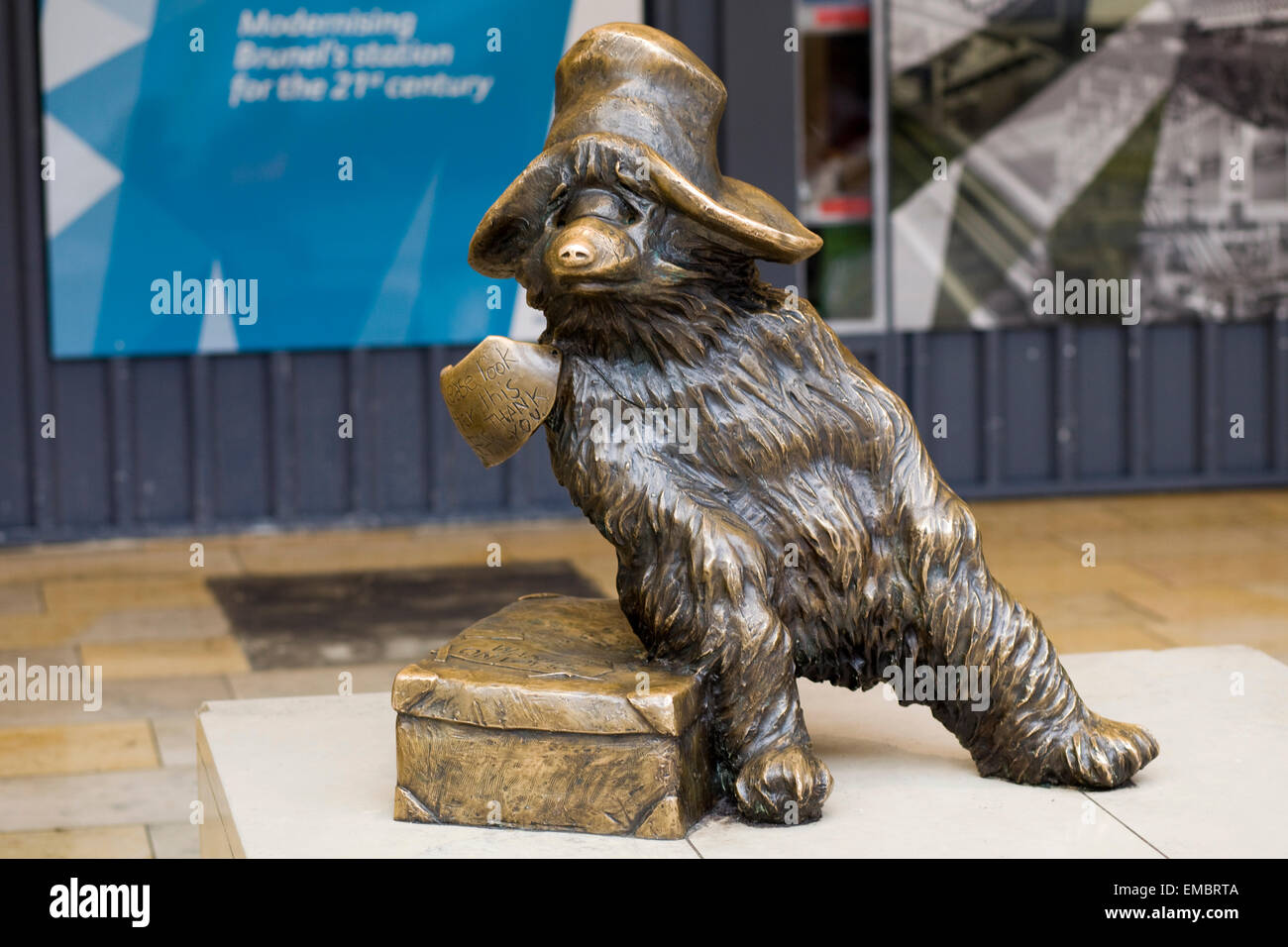 bronze statue of Paddington Bear at Paddington station London Stock