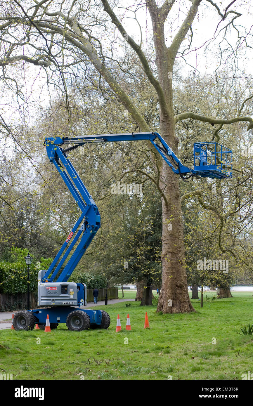 Elevated work platform in Hyde Park London Stock Photo