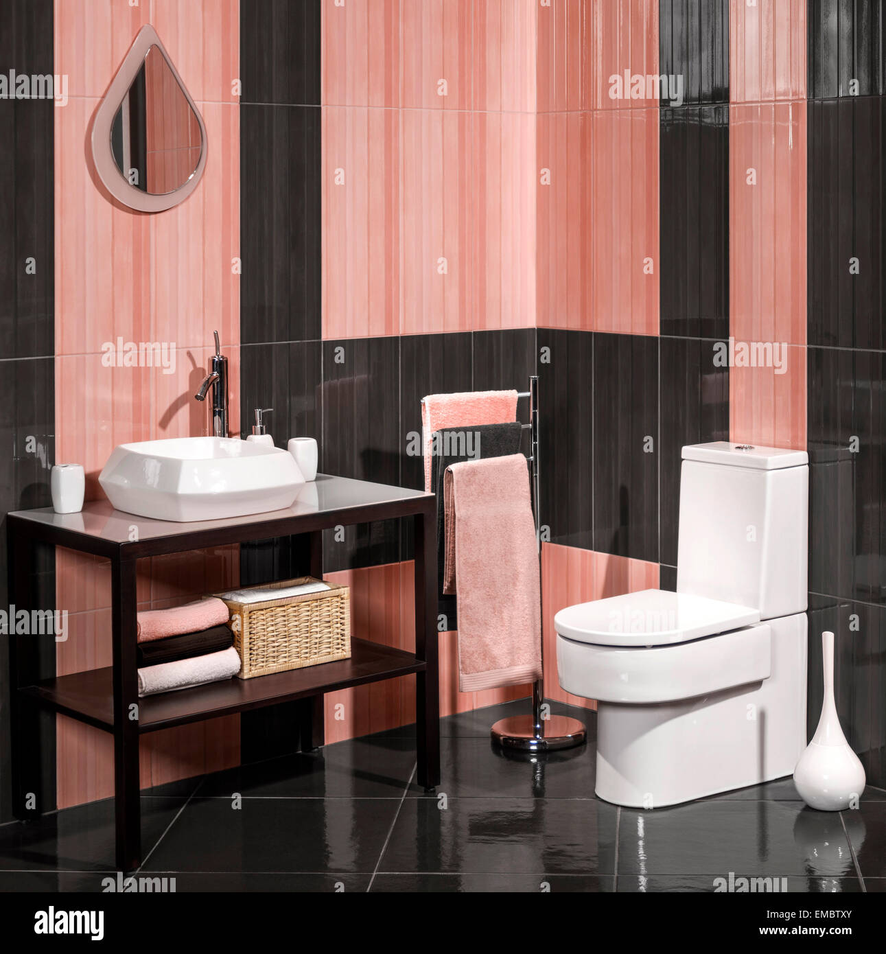 Detail of a modern bathroom with sink and toilet Stock Photo Alamy