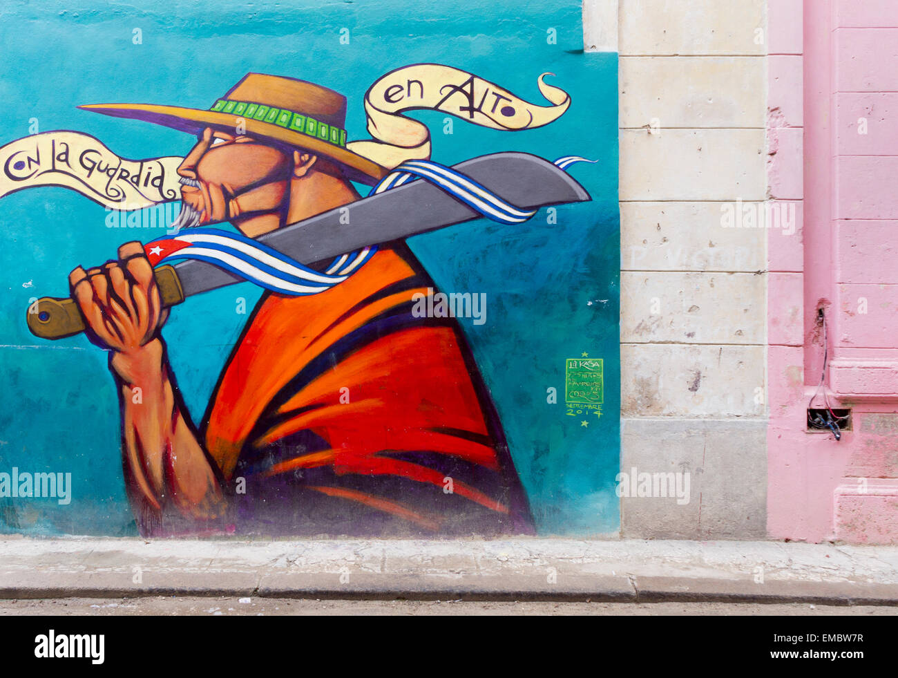 Socialistic Streetart in Havana, Cuba. Stock Photo