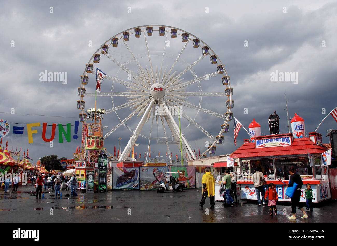 Ferris Wheel at  the Los Angeles County Fair in Pomona, California. Stock Photo