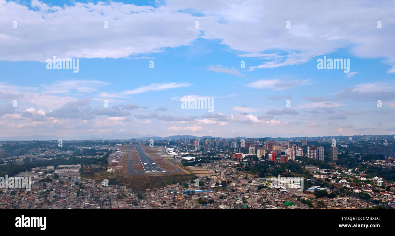 Landing in Guatemala City's La Aurora International Airport Stock Photo