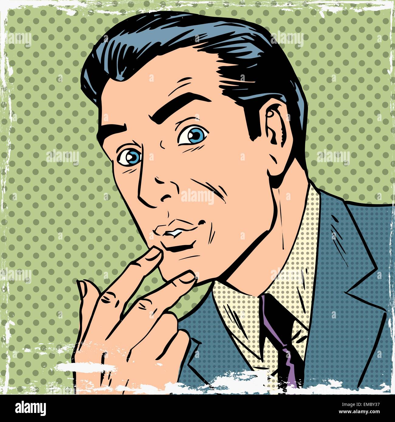 The man thought about thinking pop art comics retro style Halftone.  Imitation of old illustrations. the theme of doubt, interest Stock Vector  Image & Art - Alamy