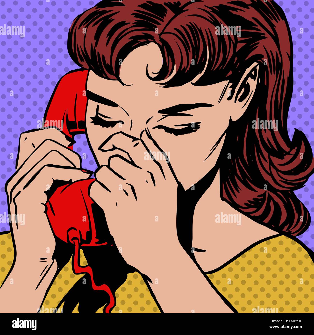 A woman speaks on the phone pop art comics retro style Halftone. Imitation  of old illustrations Stock Vector Image & Art - Alamy
