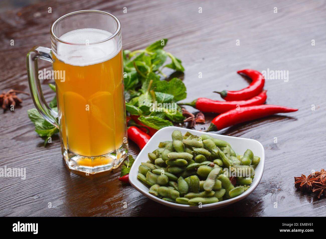 Beer and beans, summer Food Stock Photo - Alamy