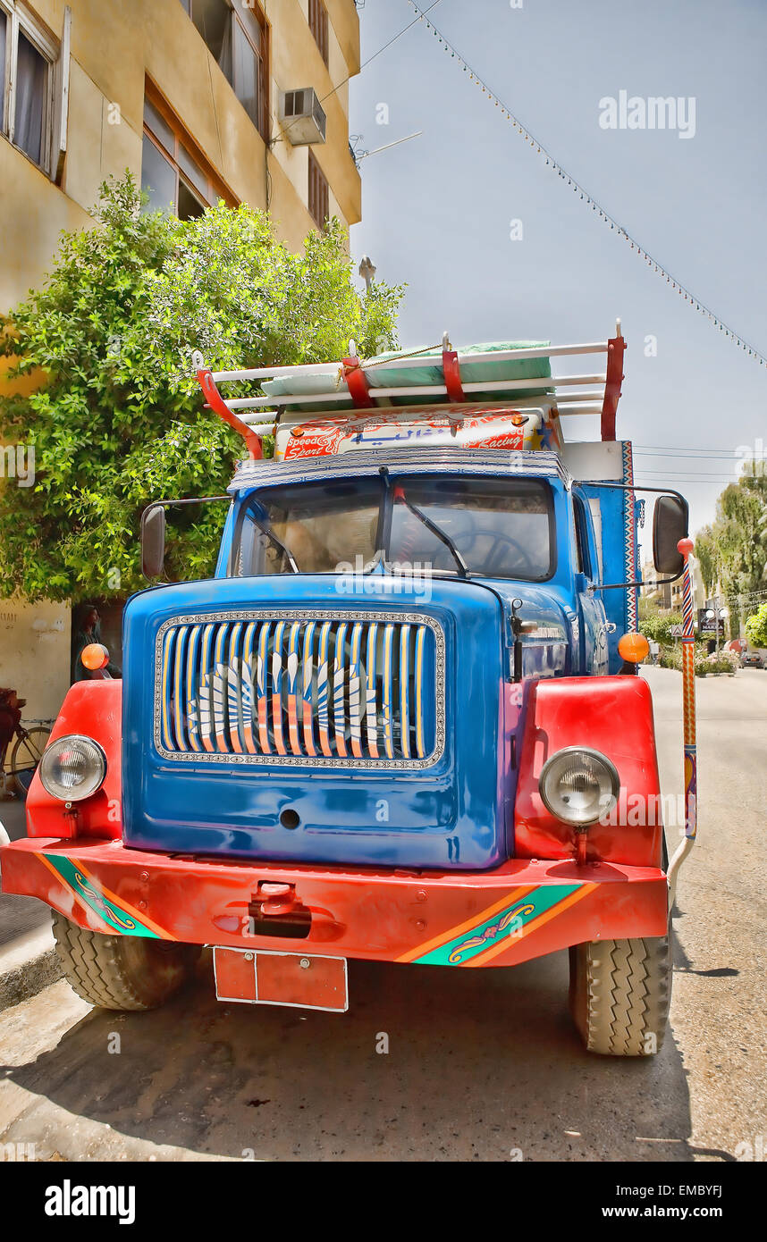 Big and colored truck on the streets of Cairo, Egypt Stock Photo