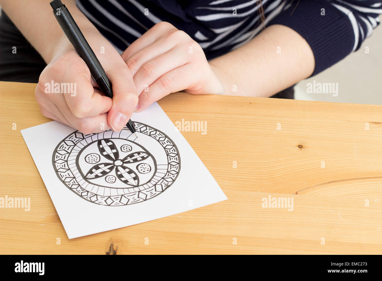 Hand drawing Zentangle motif Stock Photo