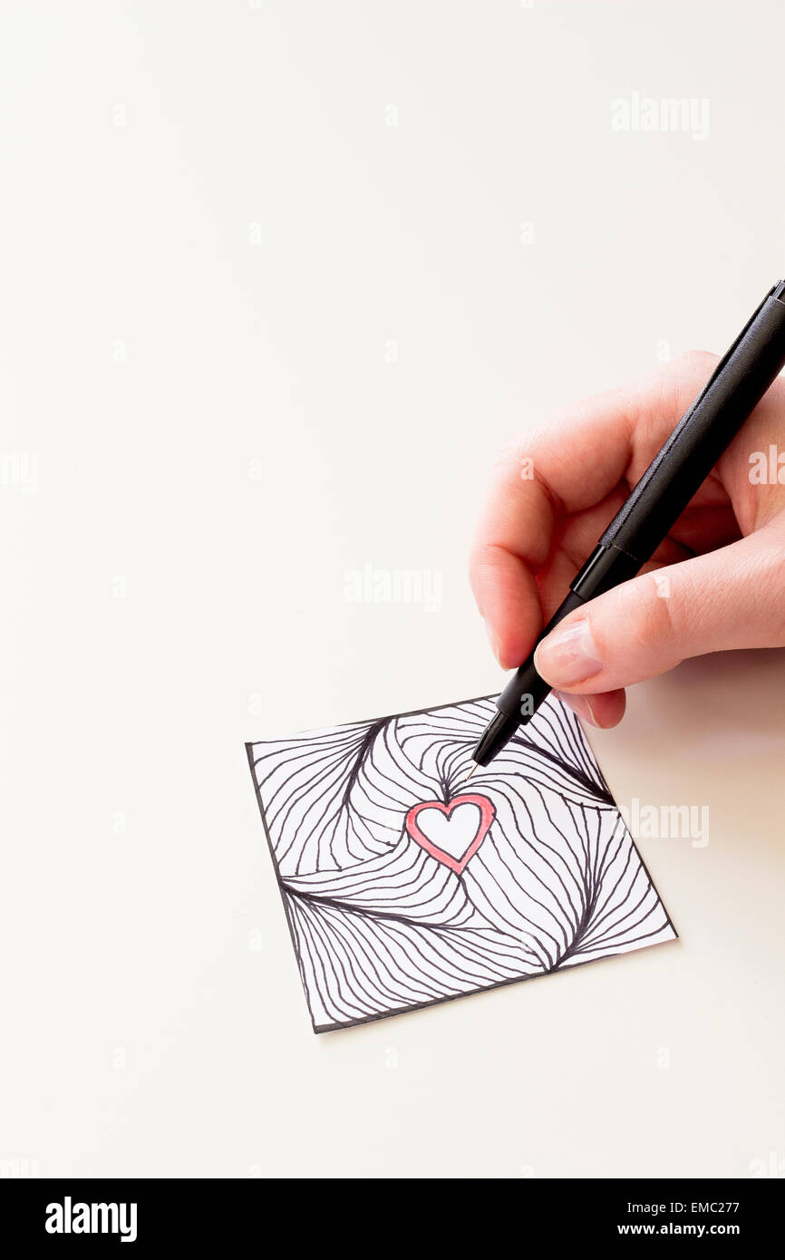 Hand drawing Zentangle heart Stock Photo