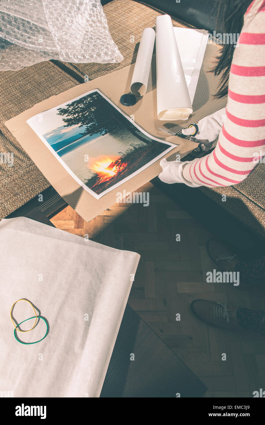 Packing of large art photo Stock Photo