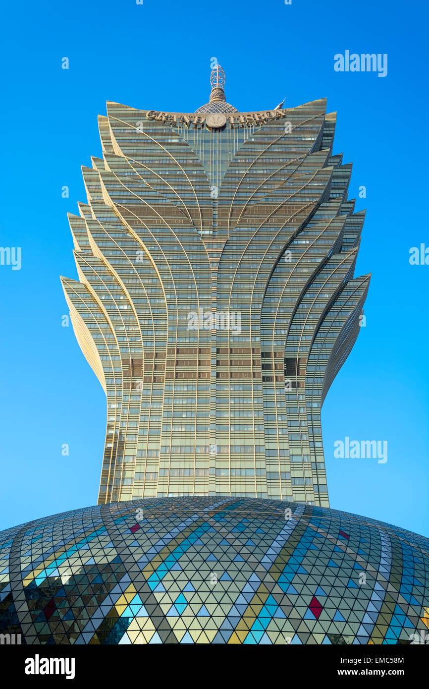 Macao, Macau S.A.R - November 16,2014: The Grand Lisboa in Macao. Grand Lisboa is a 47-floor, hotel in Macau, owned by Sociedade Stock Photo