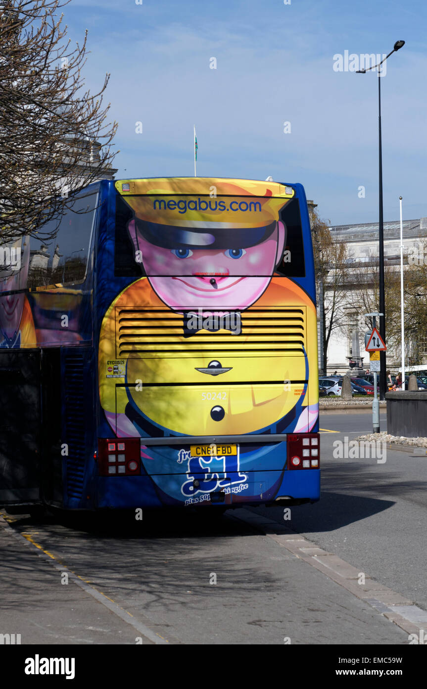 Mega Bus, Cardiff, Wales, UK. Stock Photo