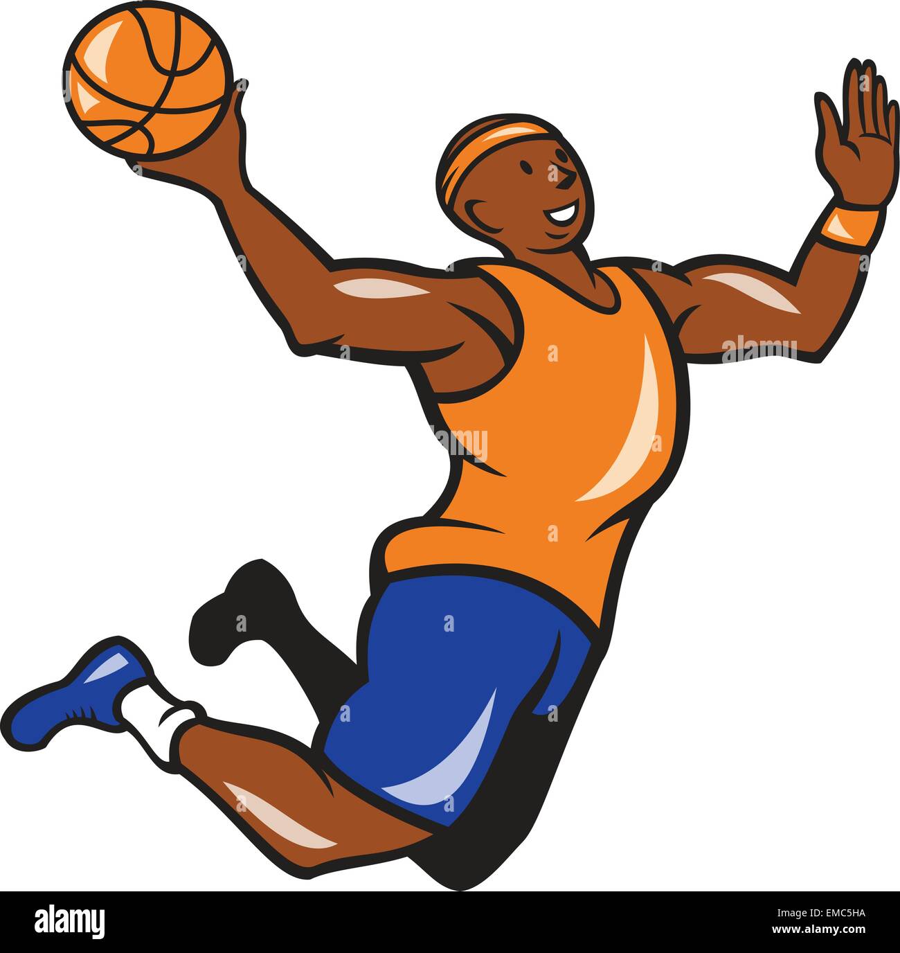 Basketball Player Dunking Ball Cartoon Stock Vector