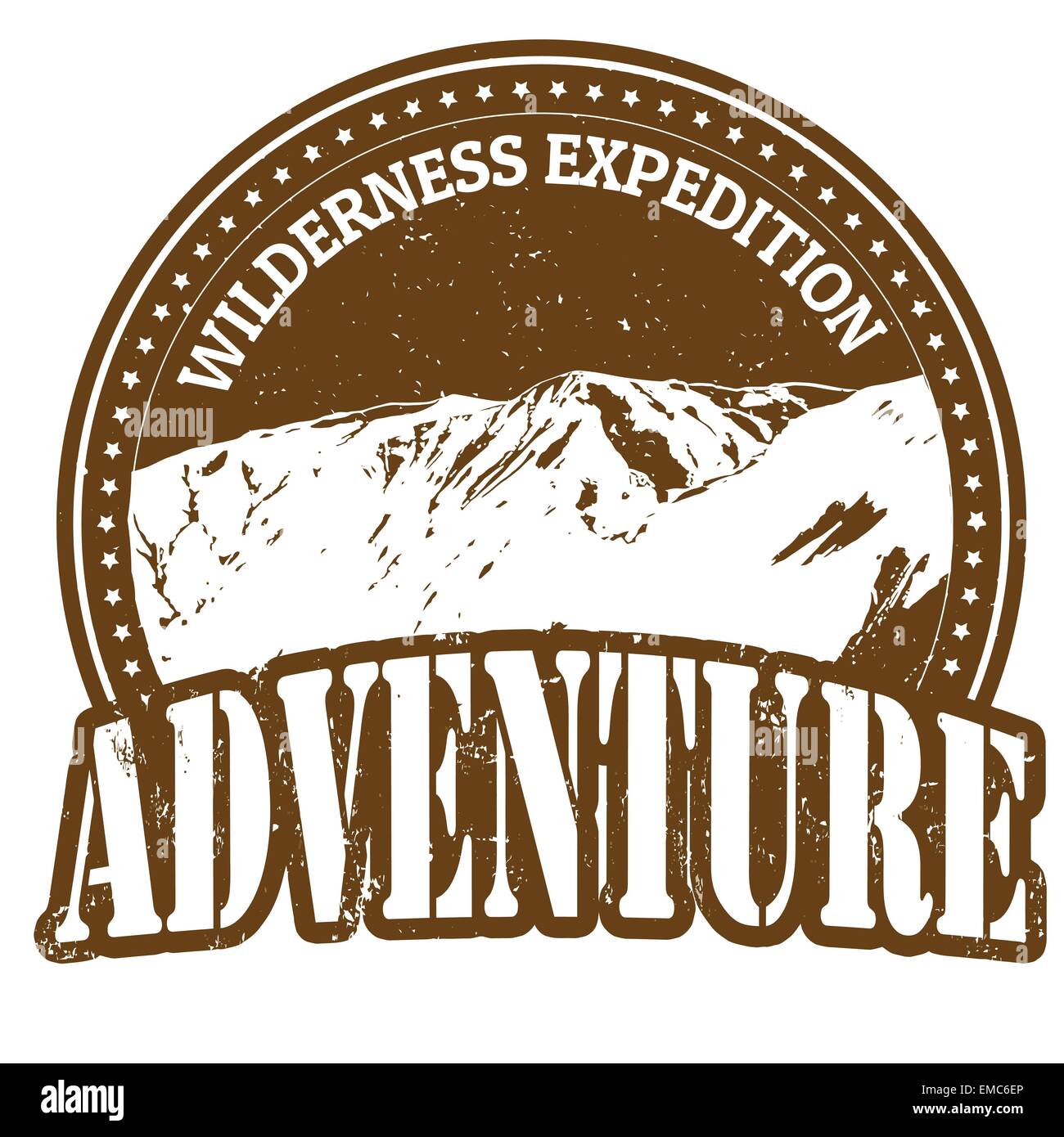 Wilderness expedition, adventure stamp Stock Vector