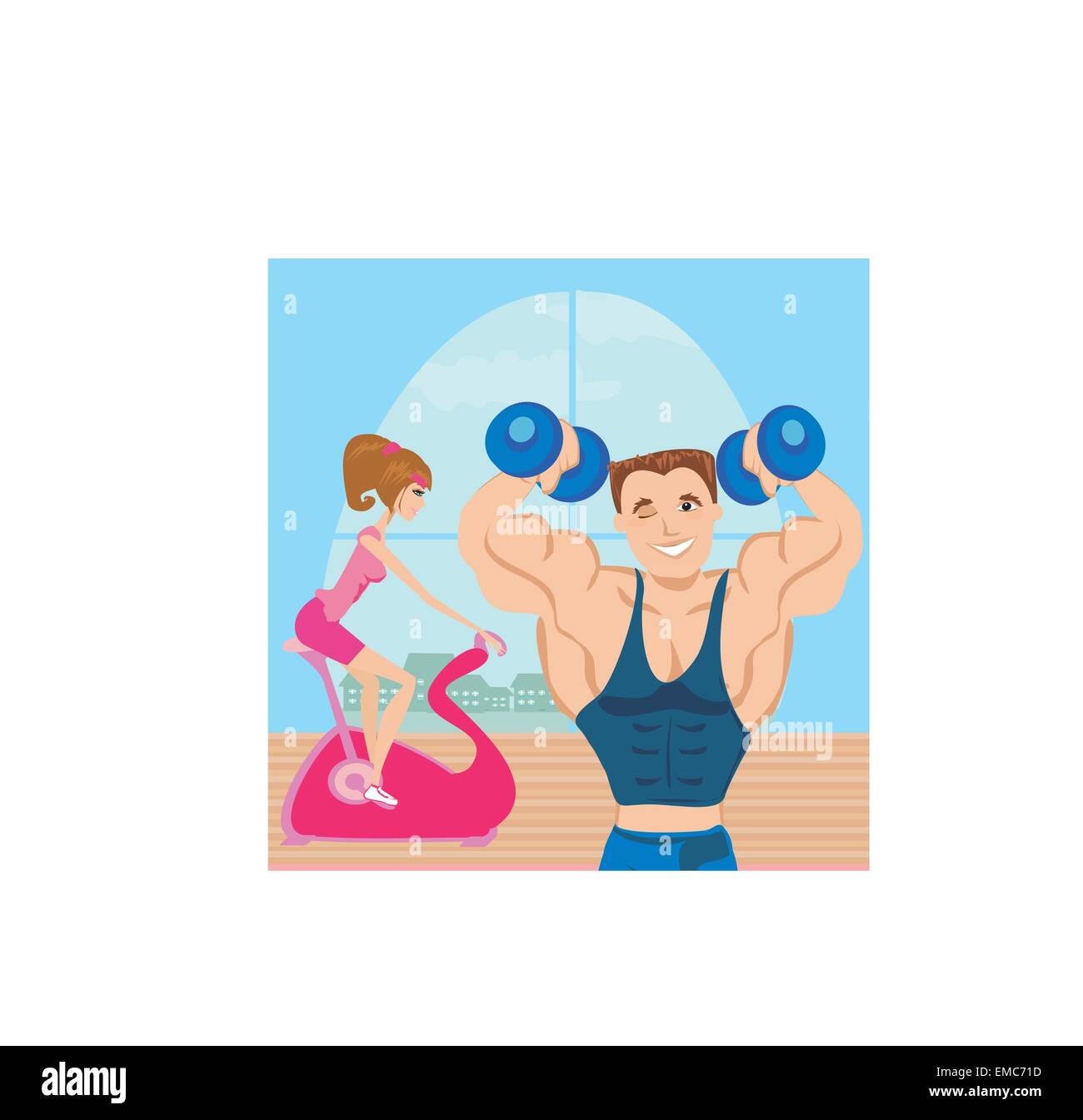 man and woman exercises in the gym Stock Vector Image & Art - Alamy