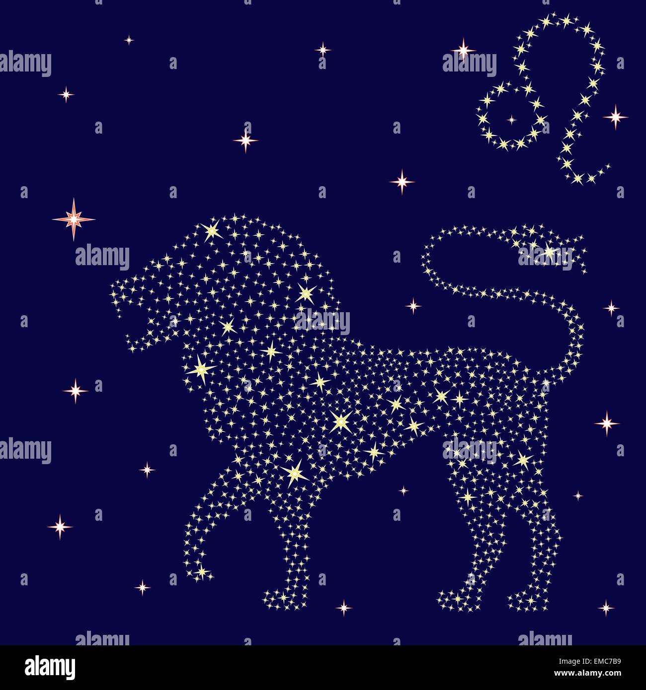 Zodiac sign Leo on the starry sky Stock Vector