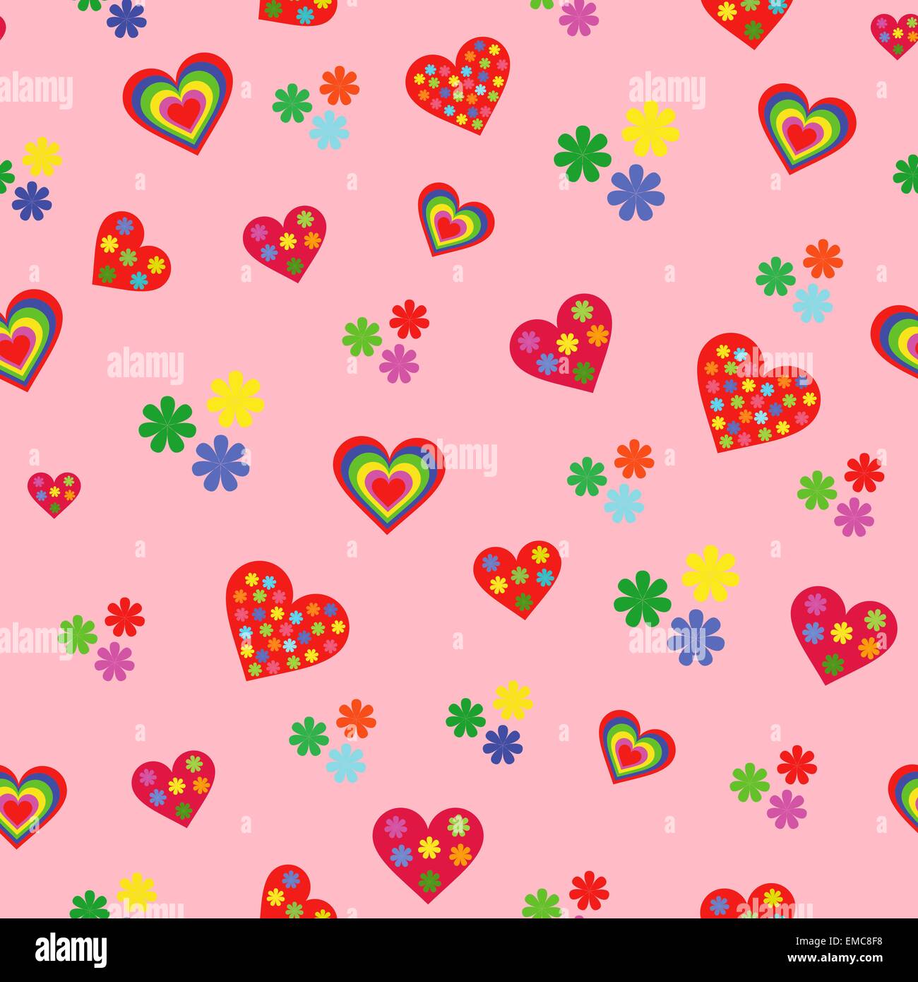 Seamless pattern with various colorful hearts Stock Vector Image & Art ...