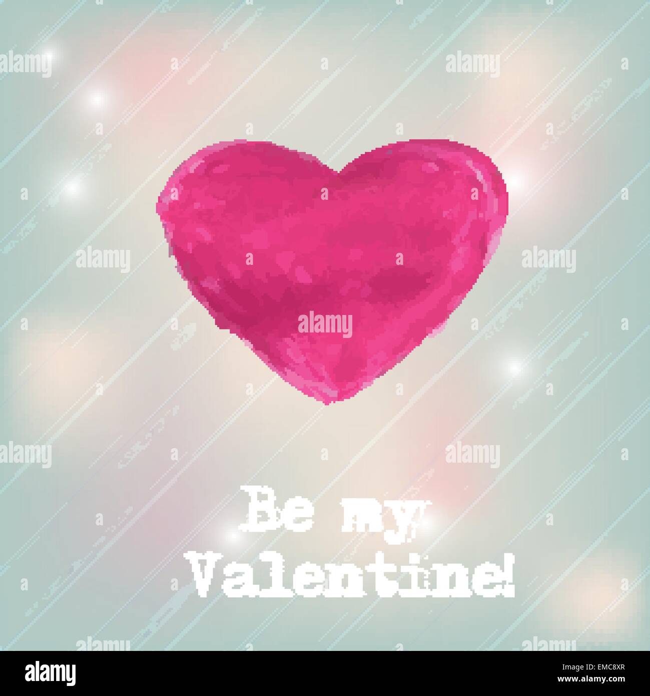 Beautiful greeting vintage Valentine`s card with pink heart Stock ...